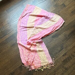 Pink and Cream Patterned Scarf